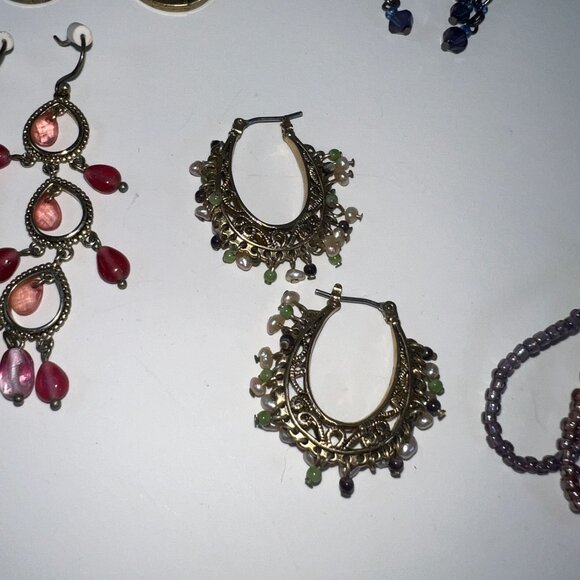 Assorted Womens Fashion Earrings Set Of 7 Pairs - Dangle & Drop Styles - Mixed C - Picture 6 of 7